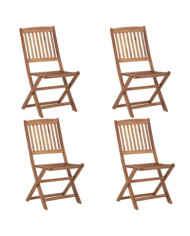 Chaises pliables d'extérieur lot de 4 Bois d'acacia solide | Mobilier & Déco