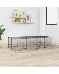Cage animaux de compagnie à 20 panneaux et porte Noir 35x35 cm | Mobilier & Déco