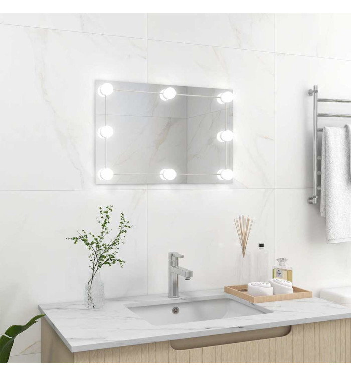 Miroir mural avec lampes LED Rectangulaire Verre | Mobilier & Déco