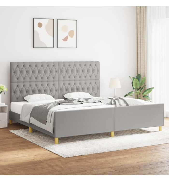 Cadre de lit sans matelas avec tête de lit gris clair tissu | Mobilier & Déco