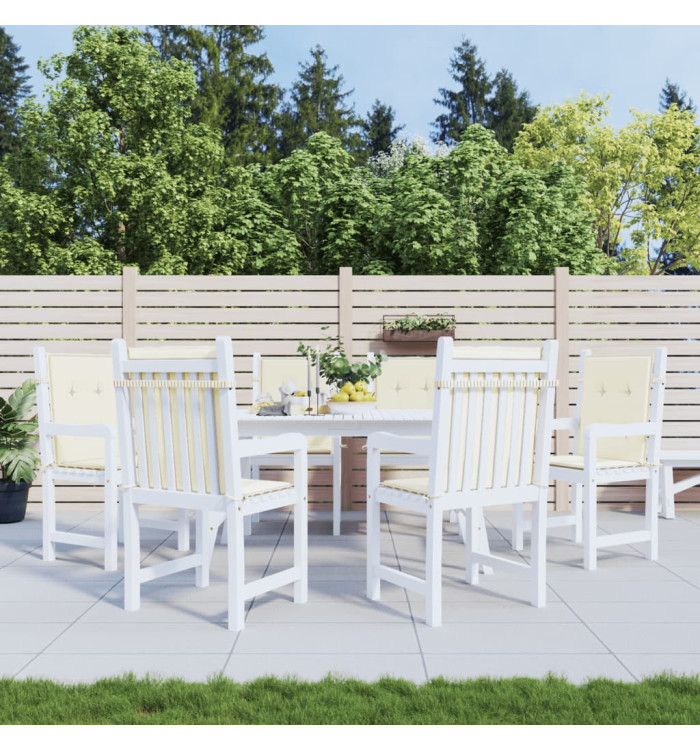 Coussins de chaise de jardin à dossier bas lot de 6 crème | Mobilier & Déco