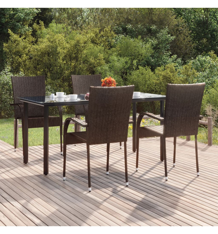 Ensemble à manger de jardin 5 pcs Marron Résine tressée | Mobilier & Déco