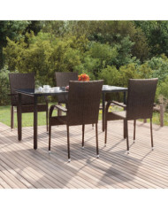 Ensemble à manger de jardin 5 pcs Marron Résine tressée | Mobilier & Déco