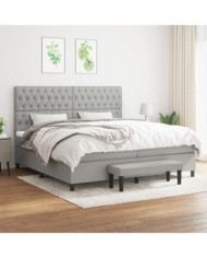 Sommier à lattes de lit avec matelas Gris clair 200x200cm Tissu | Mobilier & Déco
