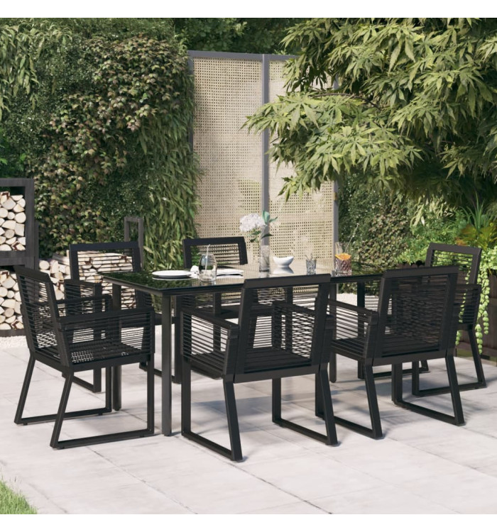 Ensemble à manger de jardin 7 pcs Noir Rotin PVC | Mobilier & Déco