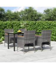 Ensemble à manger de jardin et coussins 5pcs Gris/noir | Mobilier & Déco