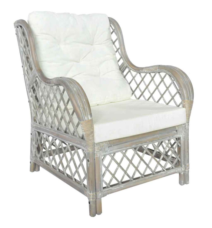 Canapé avec coussin Gris Rotin naturel et lin | Mobilier & Déco
