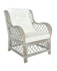 Canapé avec coussin Gris Rotin naturel et lin | Mobilier & Déco