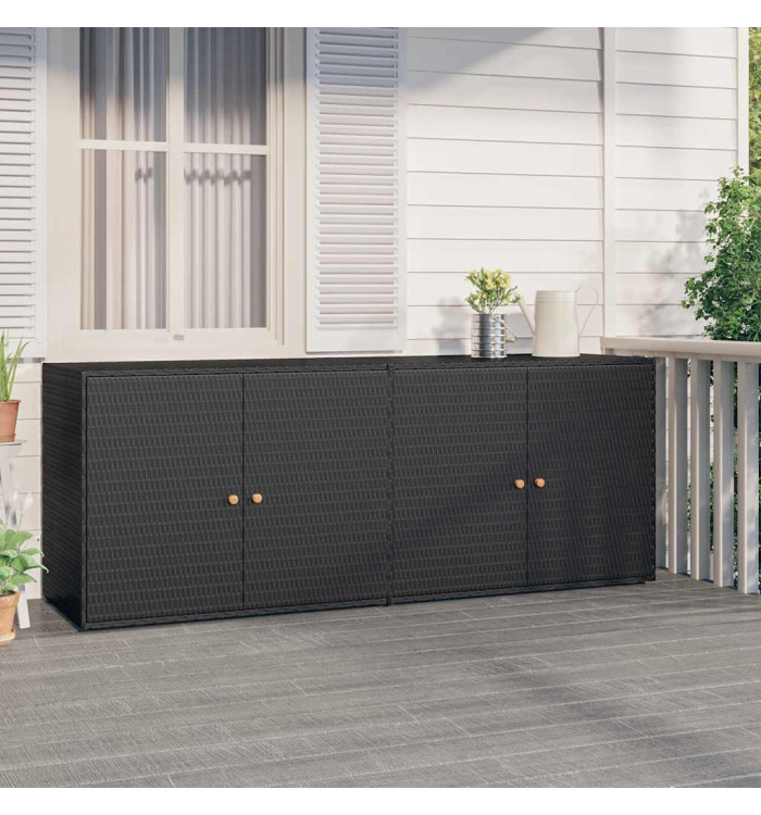 Armoire de rangement jardin Noir 198x55,5x80 cm Résine tressée | Mobilier & Déco