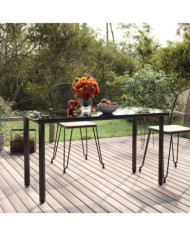 Table à dîner de jardin Noir 200x100x74cm Acier et verre trempé | Mobilier & Déco