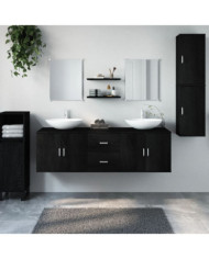 Ensemble de meubles salle de bain 7 pcs noir bois d'ingénierie | Mobilier & Déco