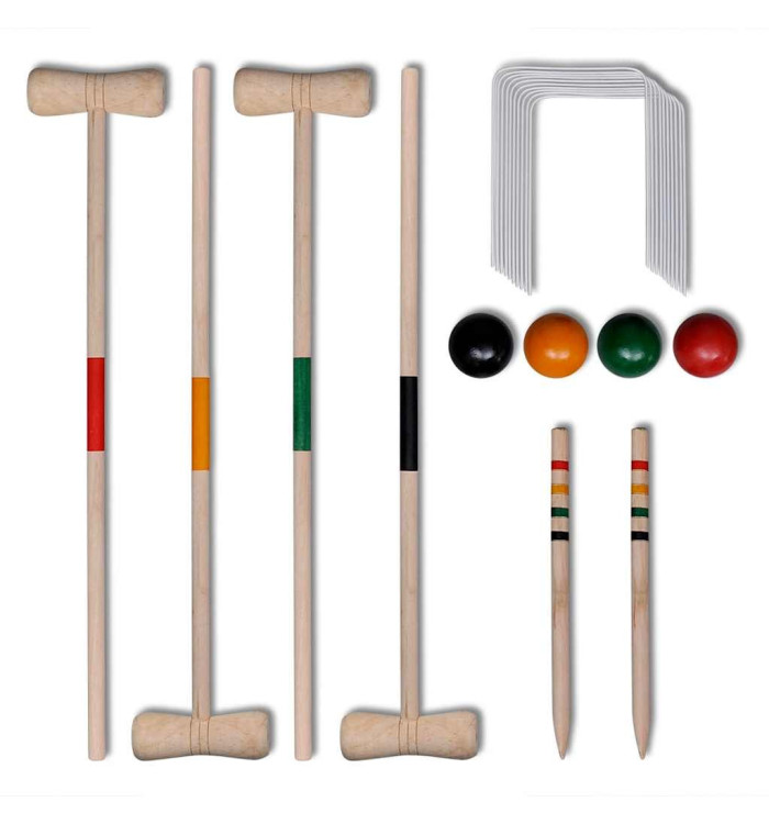 Ensemble de croquet en bois pour 4 joueurs | Mobilier & Déco