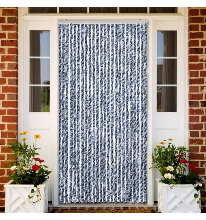 Moustiquaire Bleu blanc et argenté 100x220 cm Chenille | Mobilier & Déco