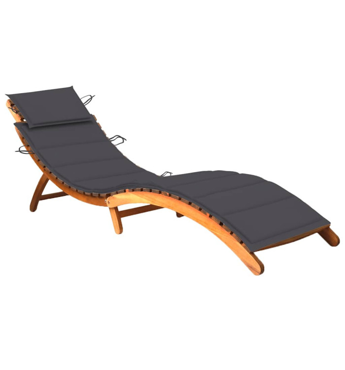 Chaise longue de jardin avec coussin Bois d'acacia solide | Mobilier & Déco
