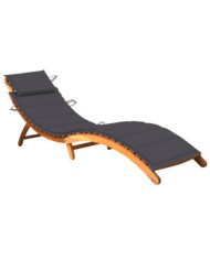 Chaise longue de jardin avec coussin Bois d'acacia solide | Mobilier & Déco