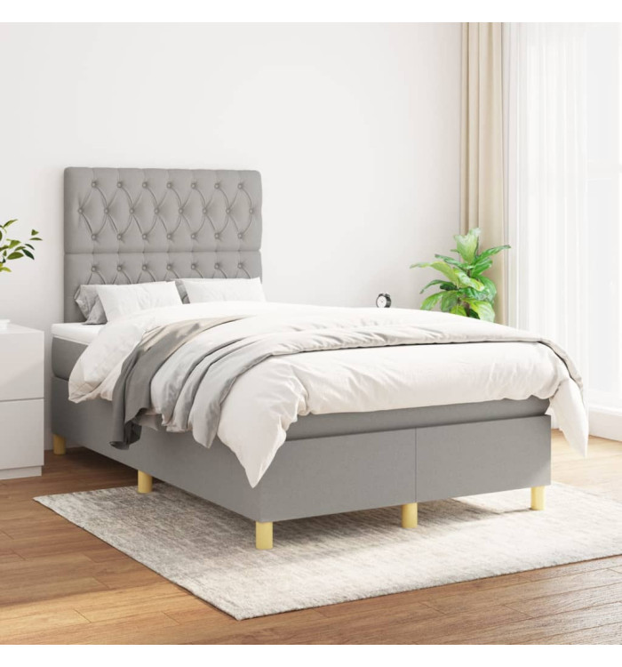 Sommier à lattes de lit avec matelas Gris clair 120x200cm Tissu | Mobilier & Déco