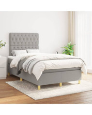 Sommier à lattes de lit avec matelas Gris clair 120x200cm Tissu | Mobilier & Déco