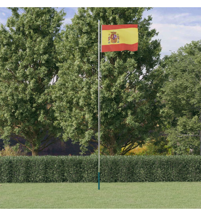 Drapeau de l'Espagne et mât 6,23 m Aluminium | Mobilier & Déco
