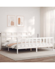 Cadre de lit sans matelas blanc 200x200 cm bois massif de pin | Mobilier & Déco