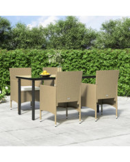 Ensemble à manger de jardin coussins 5 pcs Beige/noir | Mobilier & Déco