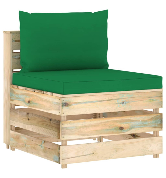 Canapé central sectionnel avec coussins Bois imprégné de vert | Mobilier & Déco