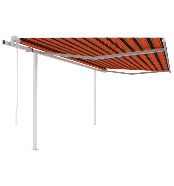 Auvent automatique rétractable poteaux 4,5x3,5 m Orange marron | Mobilier & Déco