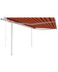 Auvent automatique rétractable poteaux 4,5x3,5 m Orange marron | Mobilier & Déco