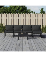 Salon de jardin 6 pcs avec coussins gris acier | Mobilier & Déco