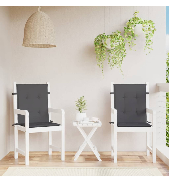 Coussins de chaise de jardin à dossier bas lot de 2 anthracite | Mobilier & Déco