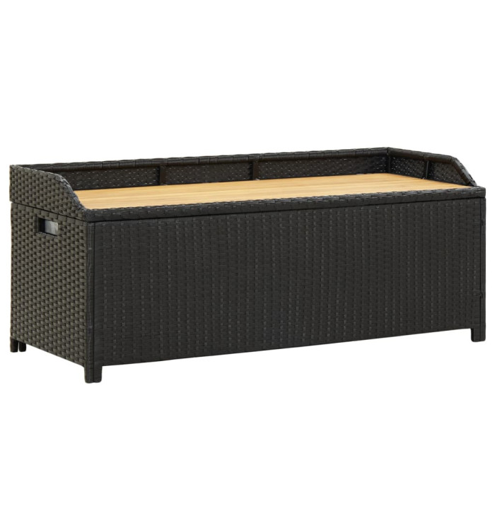 Banc de rangement de jardin 120 cm Résine tressée Noir | Mobilier & Déco