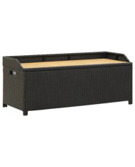 Banc de rangement de jardin 120 cm Résine tressée Noir | Mobilier & Déco