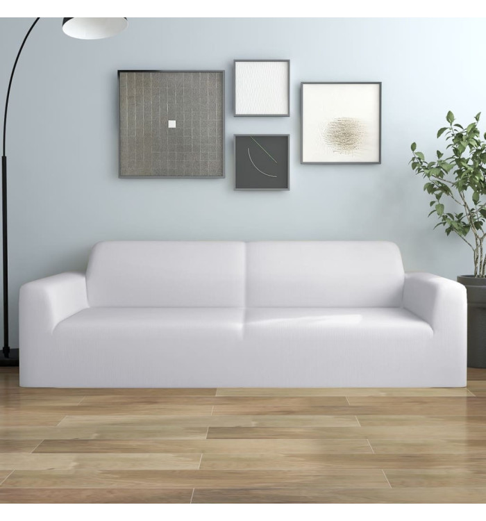 Housse extensible de canapé 2 places Blanc Jersey de polyester | Mobilier & Déco