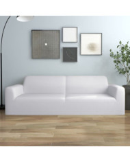 Housse extensible de canapé 2 places Blanc Jersey de polyester | Mobilier & Déco