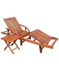 Chaise longue avec table Bois d'acacia solide | Mobilier & Déco