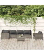 Salon de jardin 7 pcs avec coussins Gris Résine tressée | Mobilier & Déco