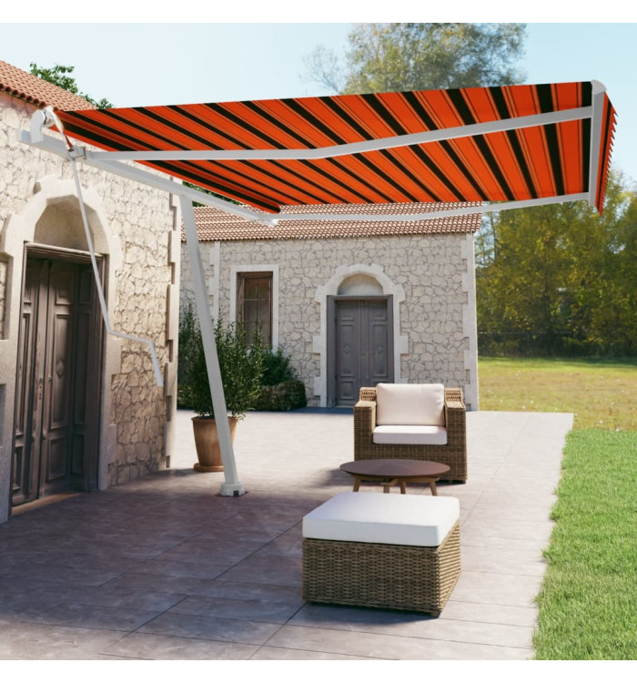 Auvent automatique sur pied 450x350 cm Orange/marron | Mobilier & Déco