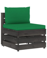 Canapé central sectionnel avec coussins Bois imprégné de gris | Mobilier & Déco