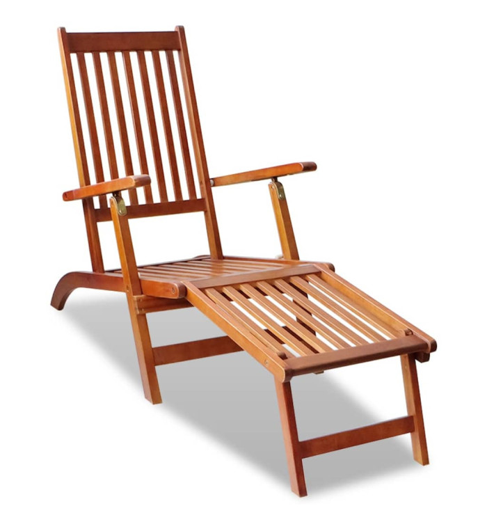 Chaise de terrasse avec repose-pied Bois d'acacia solide | Mobilier & Déco