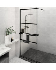 Paroi de douche avec étagère Noir 80x195 cm Verre ESGetAluminium | Mobilier & Déco