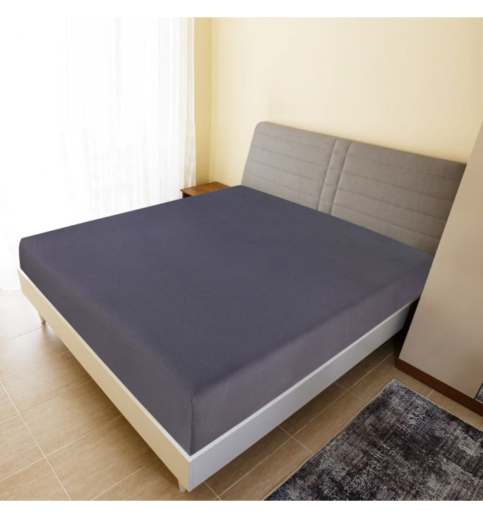 Drap-housse Jersey Anthracite 90x200 cm Coton | Mobilier & Déco