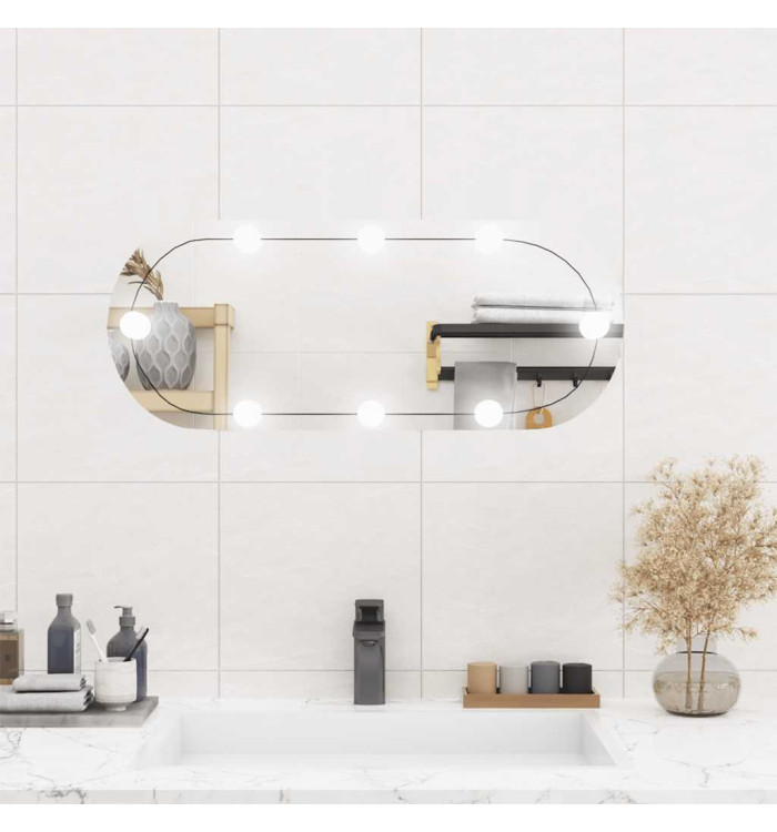 Miroir mural avec lumières LED 30x70 cm verre ovale | Mobilier & Déco