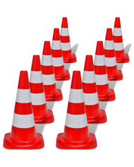 Cône de signalisation réfléchissant 10 pcs 50 cm Rouge et blanc | Mobilier & Déco