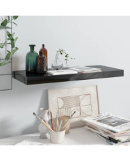 Étagère murale flottante Noir brillant 60x23,5x3,8 cm MDF | Mobilier & Déco