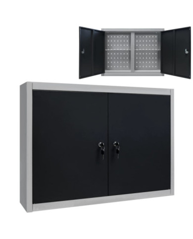 Armoire à outils murale Style Industriel Métal Gris et noir | Mobilier & Déco