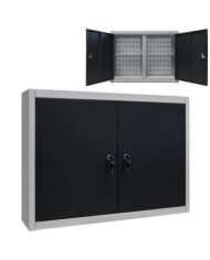 Armoire à outils murale Style Industriel Métal Gris et noir | Mobilier & Déco