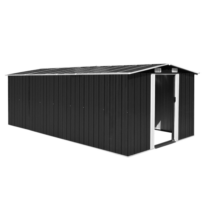 Abri de jardin 257x489x181 cm Métal Anthracite | Mobilier & Déco