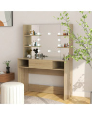 Table de maquillage avec éclairage LED 100x40x135 cm MDF Chêne | Mobilier & Déco
