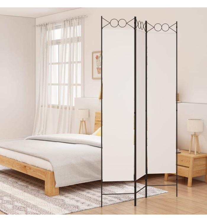 Cloison de séparation 3 panneaux Blanc 120x220 cm Tissu | Mobilier & Déco