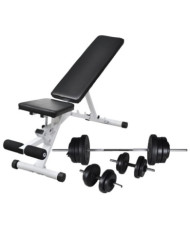 Banc d'entraînement avec jeu d'haltères 60,5 kg | Mobilier & Déco