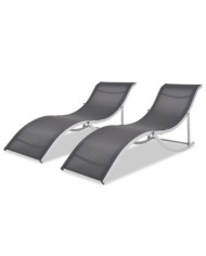 Chaises longues lot de 2 noir et gris | Mobilier & Déco